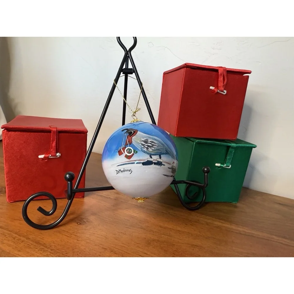 Lot Of 4 Inside Painted Glass Christmas Ornament